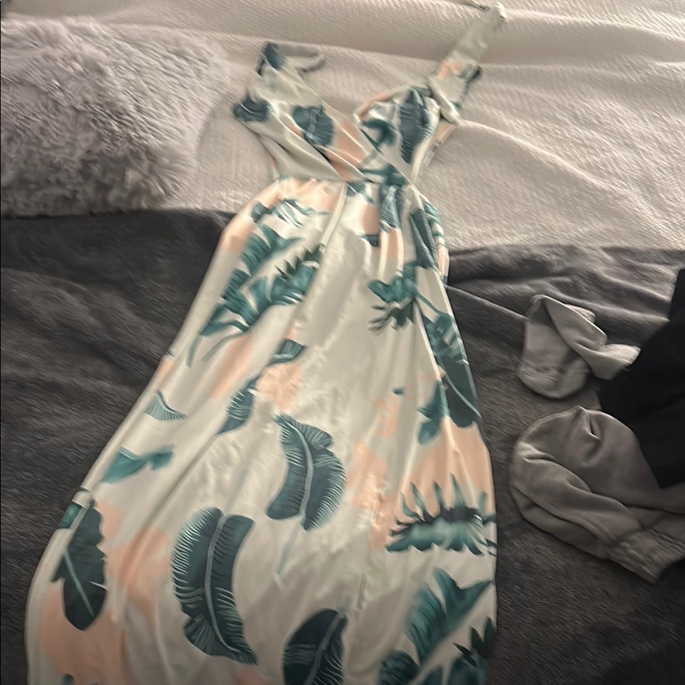 Tropical Print Sleeveless Dress